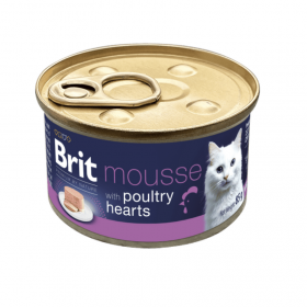 Мокра храна за котки Brit Premium by Nature Cat Mousse - мус с пилешки сърца, 85 г